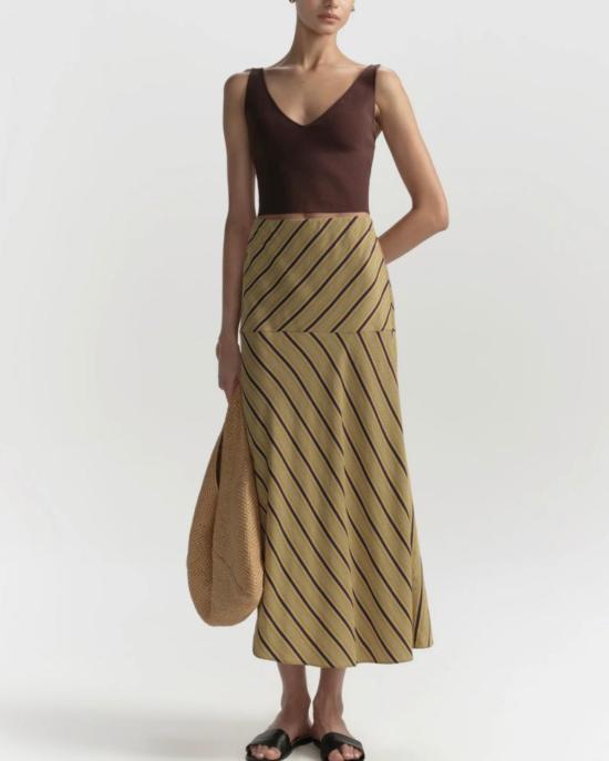  에이엘씨 미디 스커트 A.L.C. 카라 스커트 커리/가나슈 - A.L.C.