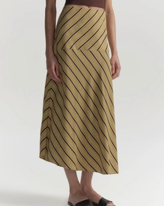  에이엘씨 미디 스커트 A.L.C. 카라 스커트 커리/가나슈 - A.L.C.