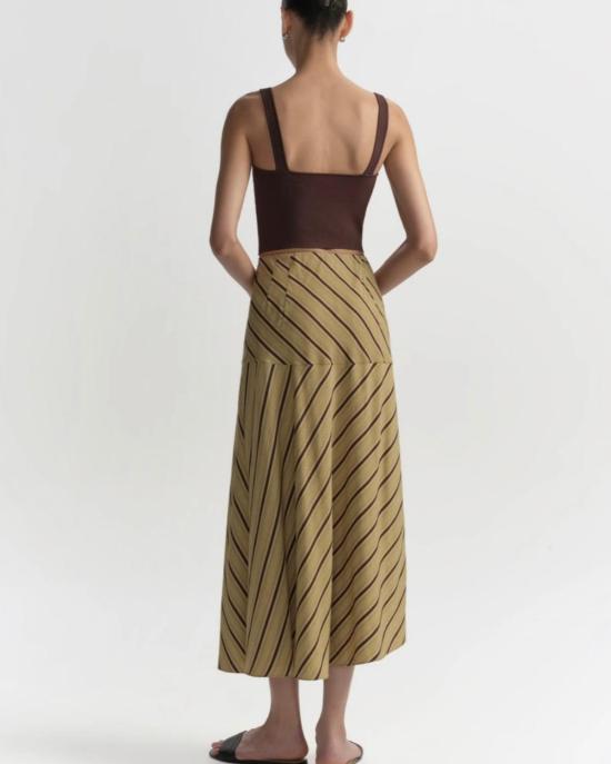  에이엘씨 미디 스커트 A.L.C. 카라 스커트 커리/가나슈 - A.L.C.