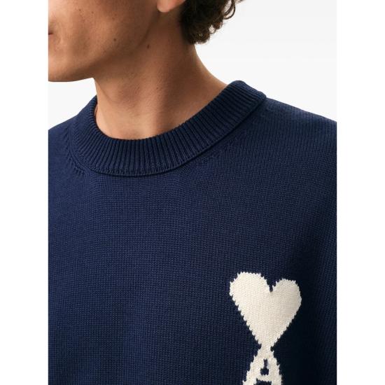 26SS 아미 ADC 울 & 코튼 크루넥 하트 스웨터 UKS859 KN0156 A116 BLUE - AMI