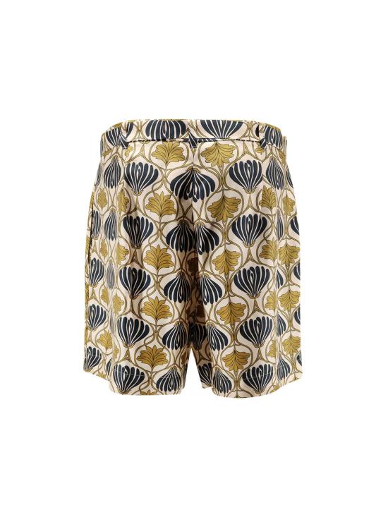 막스마라 숏팬츠 메텔로 멀티컬러 실크 반바지 다크 옐로우 - MAX MARA