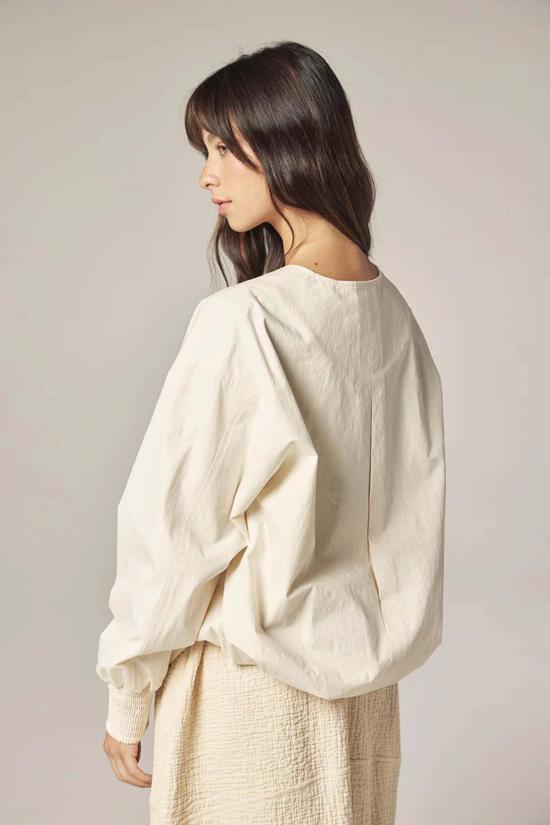  amente 봄버 자켓 아멘테 스모크 소매 지퍼업 재킷 - AMENTE