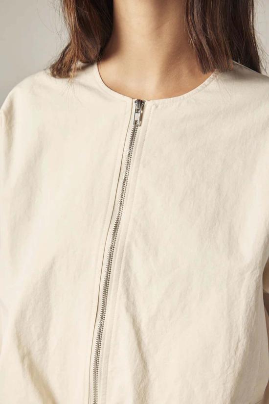  amente 봄버 자켓 아멘테 스모크 소매 지퍼업 재킷 - AMENTE