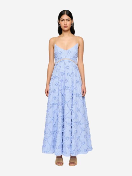  Clea 롱 원피스 클레아 할로우 드레스 블루 깅엄 - CLEA