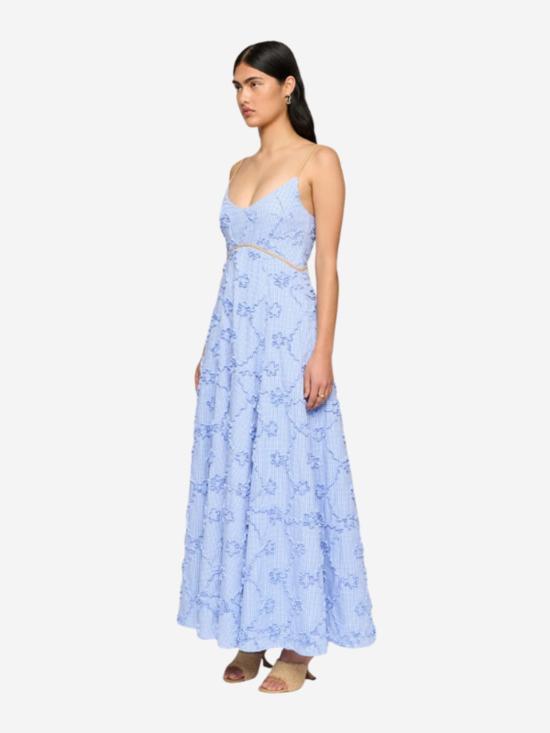  Clea 롱 원피스 클레아 할로우 드레스 블루 깅엄 - CLEA