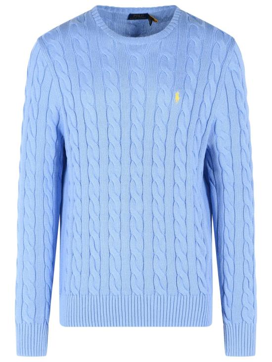 26SS 폴로 랄프로렌 로고 자수 케이블 니트 스웨터 710775885535 Light Blue