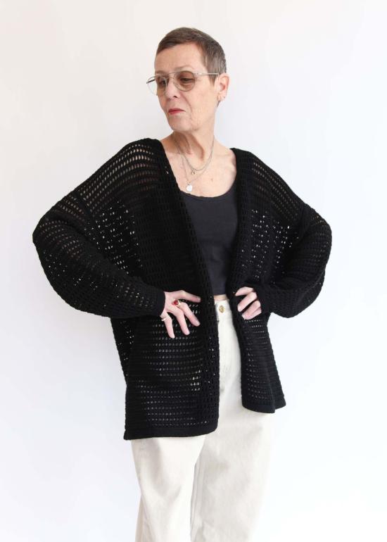  로렌 마누지안 가디건 로렌 마누기안 네트  블랙