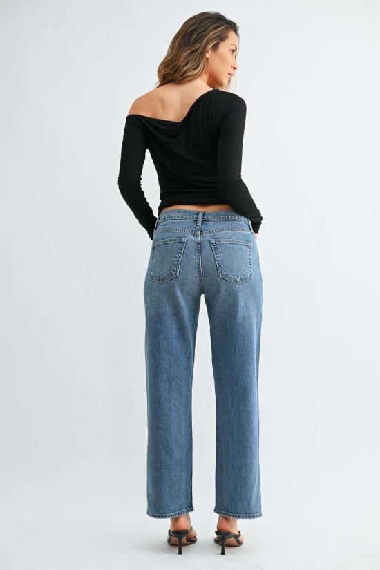  저스트 블랙 데님 데님 팬츠 클래식 스트레이트 레그 진 - JUST BLACK DENIM