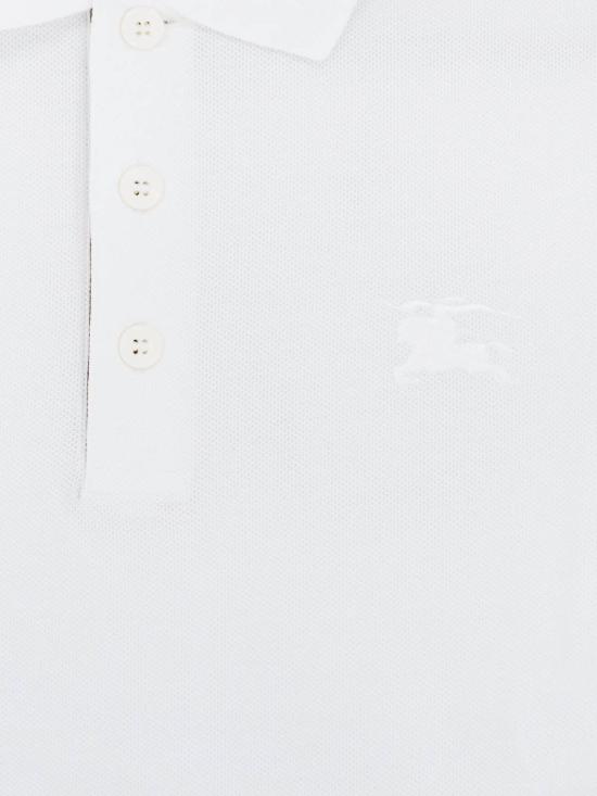  버버리 폴로 티셔츠 오가닉 코튼 폴로 셔츠 화이트 - BURBERRY