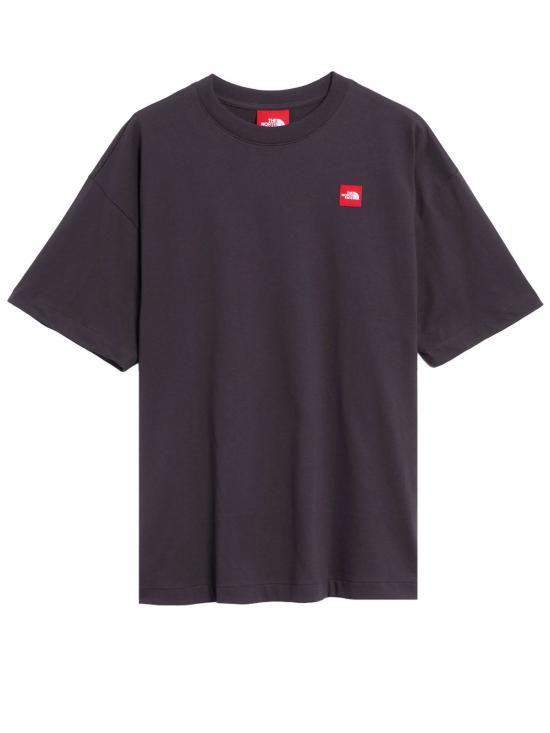  노스페이스 반팔 티셔츠 로고 패치가 있는 회색 면 티셔츠