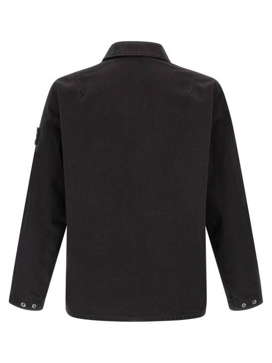  스톤 아일랜드 데님 자켓 데님 오버셔츠 블랙 - STONE ISLAND