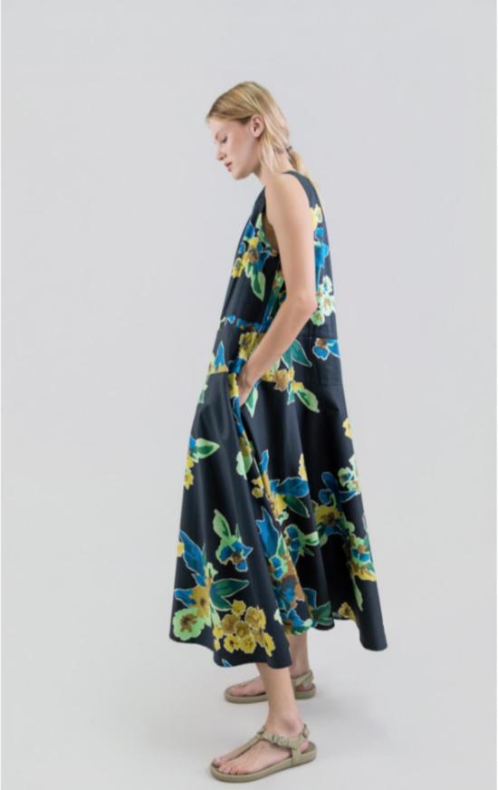  필로소피아 롱 원피스 프소피아 프린트 코튼 새틴 드레스 - PSOPHIA