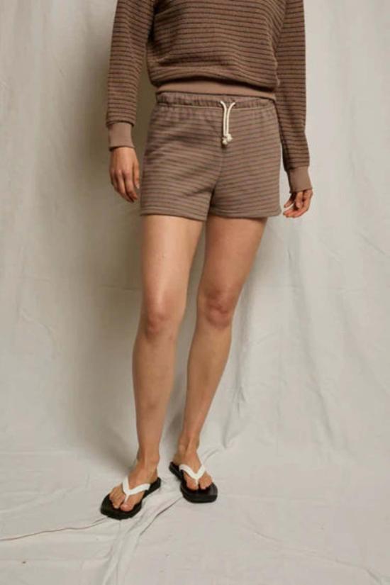  퍼펙트 화이트 티 숏팬츠 셔츠, 베니 스웨트숏츠, 모카 차콜 스트라이프 - PERFECT WHITE TEE