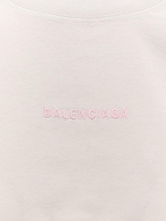  발렌시아가 반팔 티셔츠 코튼 티셔츠 더티 화이트/베이비 핑크 - BALENCIAGA