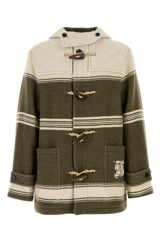  버버리 코트 자수 울 블렌드 해러게이트 몽고메리  스카우트그린입스트립