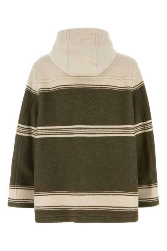  버버리 코트 자수 울 블렌드 해러게이트 몽고메리  스카우트그린입스트립 - BURBERRY