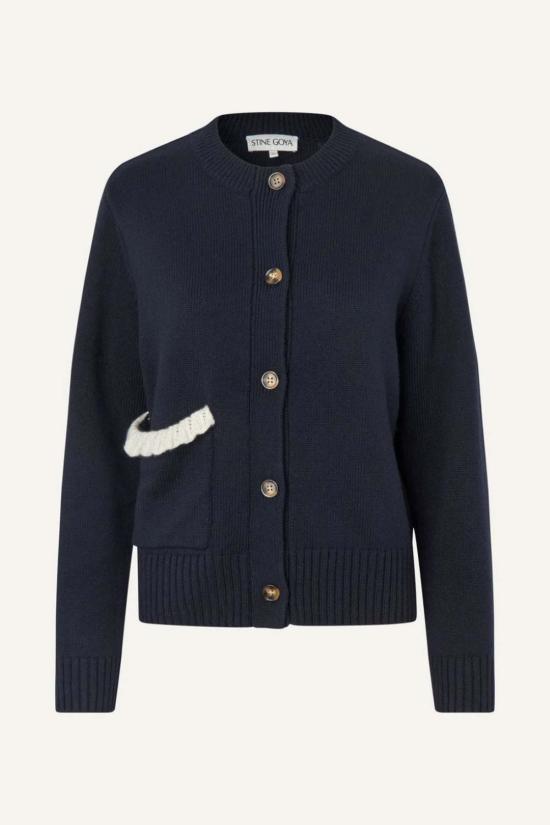  스티네 고야 가디건 스틴 고야 럭키 호스 크루넥  네이비 - STINE GOYA