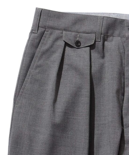  빔스 스트레이트 팬츠 플러스 2 플리츠 테이퍼드 울 트로피컬 팬츠 - BEAMS