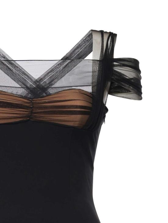  넨시 도자카 롱 원피스 Nensi Dojaka 러플 앤 튤 드레스 블랙 롱 드레스 - NENSI DOJAKA