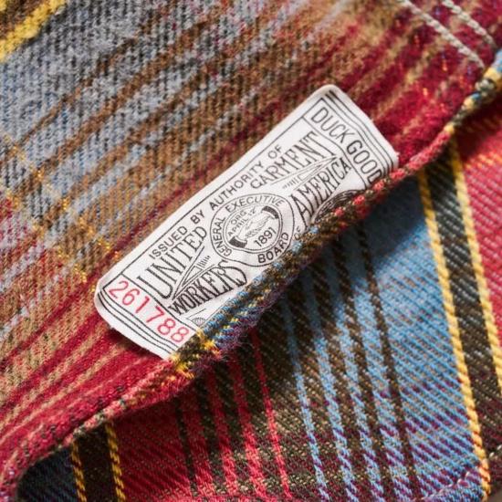  웨어하우스 긴팔 셔츠 Warehouse & Co. Lot 3022 턱끈 플란넬 원워시 셔츠 레드/네이비 - WAREHOUSE