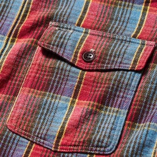  웨어하우스 긴팔 셔츠 Warehouse & Co. Lot 3022 턱끈 플란넬 원워시 셔츠 레드/네이비 - WAREHOUSE