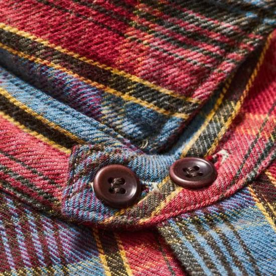  웨어하우스 긴팔 셔츠 Warehouse & Co. Lot 3022 턱끈 플란넬 원워시 셔츠 레드/네이비 - WAREHOUSE