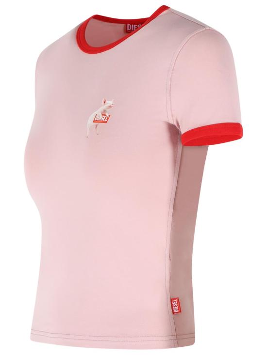 26SS 디젤 T-UNCUTIES 피그 프린트 슬림 티셔츠 A21919 0QHHA33L Pink - DIESEL