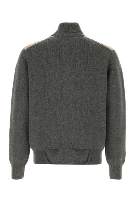  버버리 가디건 다크 그레이 울 블렌드  다크 그레이 멜란지 - BURBERRY