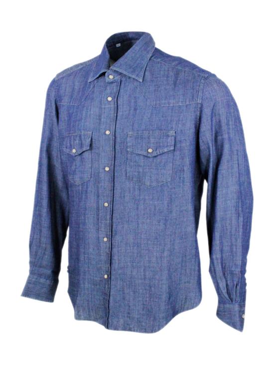 26SS 일레븐티 긴팔 셔츠 M75CAMK02TES0M146 11 Blue - ELEVENTY