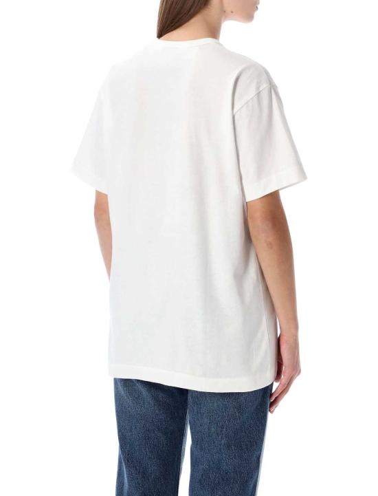  꼼데가르송 반팔 티셔츠 플레이 크리스탈 하트 티셔츠 화이트/레드 - COMME DES GARCONS