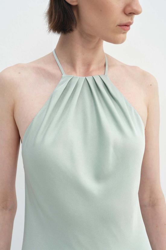  소피 루 롱 원피스 세이지 새틴 홀터 맥시 드레스 - SOPHIE RUE