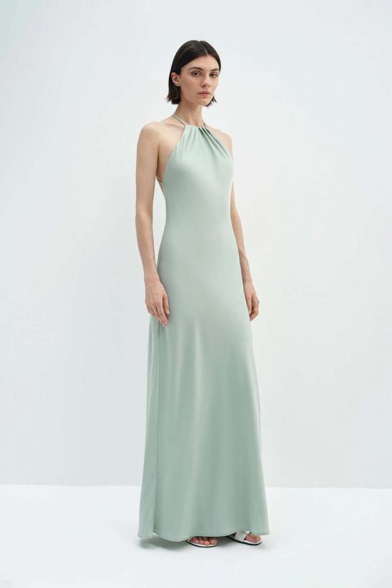  소피 루 롱 원피스 세이지 새틴 홀터 맥시 드레스 - SOPHIE RUE