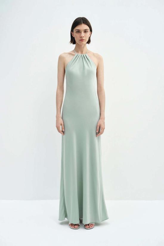  소피 루 롱 원피스 세이지 새틴 홀터 맥시 드레스 - SOPHIE RUE