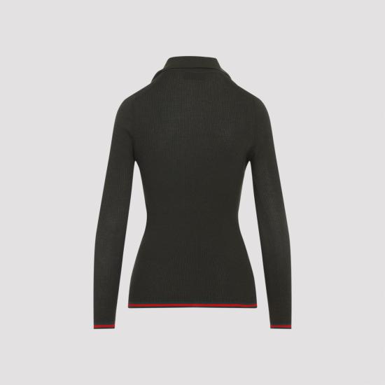 26SS 구찌 자수 캐시미어 실크 탑 810315 XKD8J 3450 FOREST GREEN - GUCCI