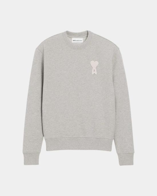 26SS 아미 긴팔 티셔츠 USW787730 A161 Gris cend chine blanc cr