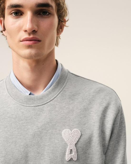 26SS 아미 긴팔 티셔츠 USW787730 A161 Gris cend chine blanc cr - AMI