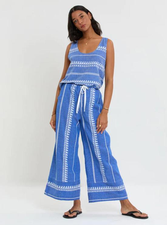  Lemlem 스트레이트 팬츠 데스타 팬츠 테비비 블루