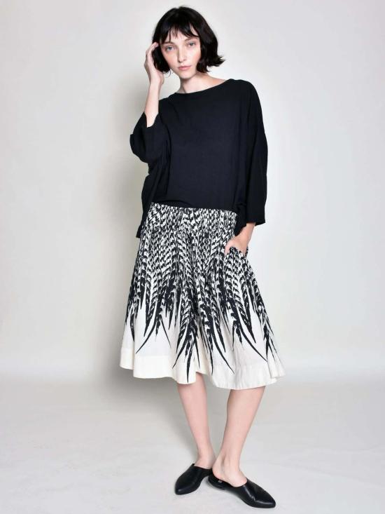  우지 뉴욕 미디 스커트 Uzi Nyc 페더 - UZI NYC