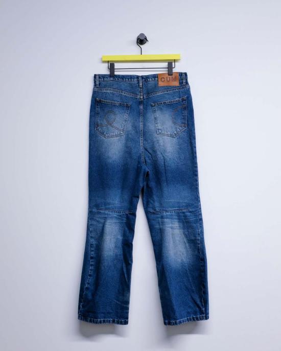  에드워드 커밍 데님 팬츠 에이지드 라이트 블루 드롭 다트 볼륨 진 - EDWARD CUMING