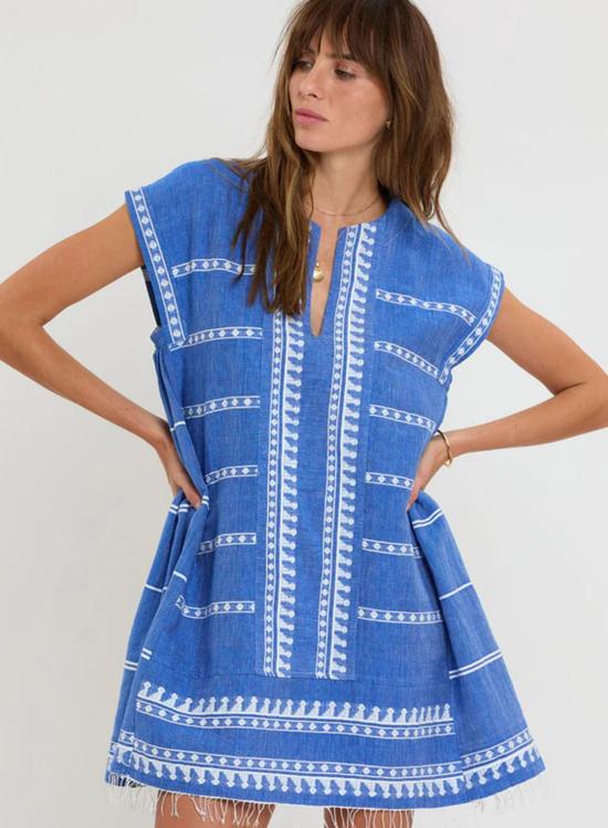  Lemlem 숏 원피스 Elina 카프탄 드레스 테비비 블루 - OTHER BRANDS