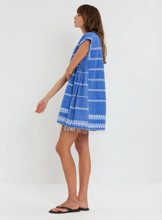  렘렘 숏 원피스 Lemlem Elina 카프탄 드레스 테비비 블루 - LEMLEM