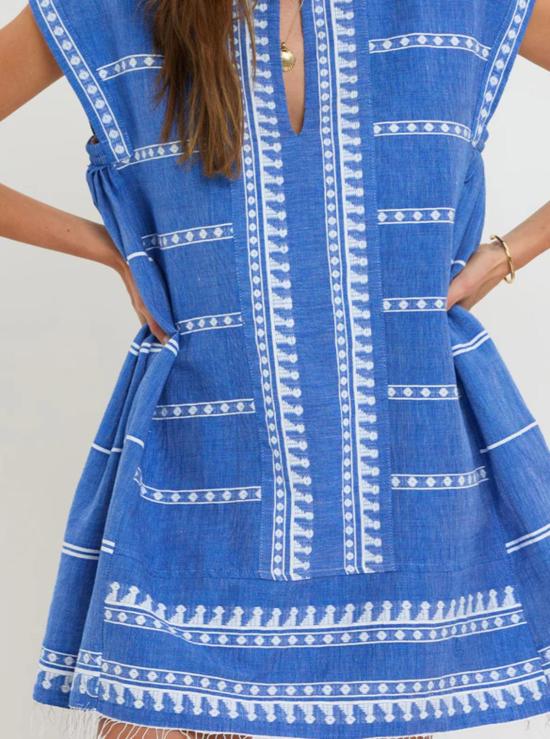  렘렘 숏 원피스 Lemlem Elina 카프탄 드레스 테비비 블루 - LEMLEM