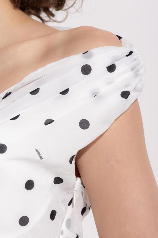  자크뮈스 롱 원피스 폴카 도트 패턴 드레스 화이트 - JACQUEMUS