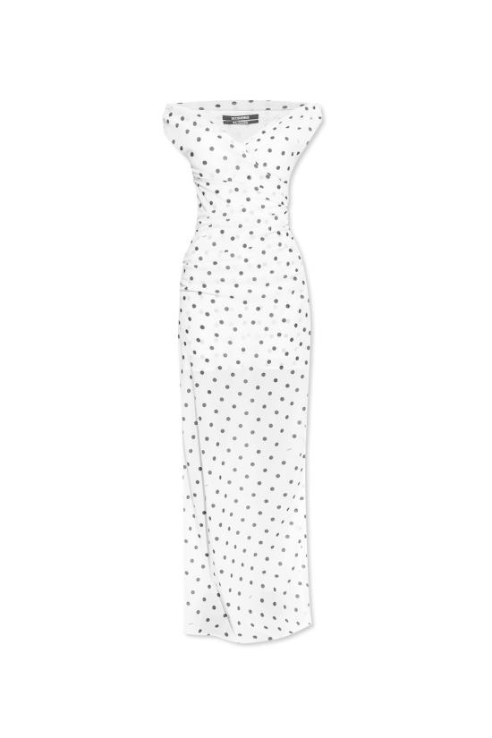  자크뮈스 롱 원피스 폴카 도트 패턴 드레스 화이트