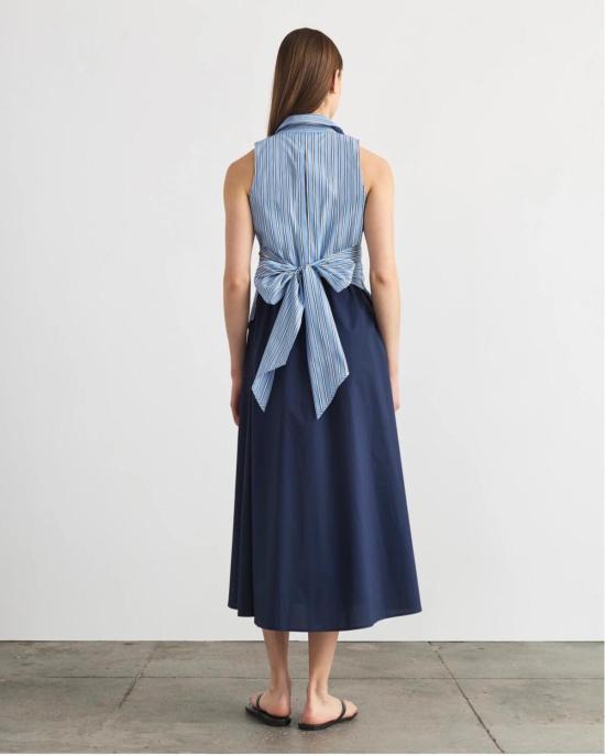  타냐 테일러 롱 원피스 한나 드레스 클라우디 블루/옵틱 화이트 - TANYA TAYLOR