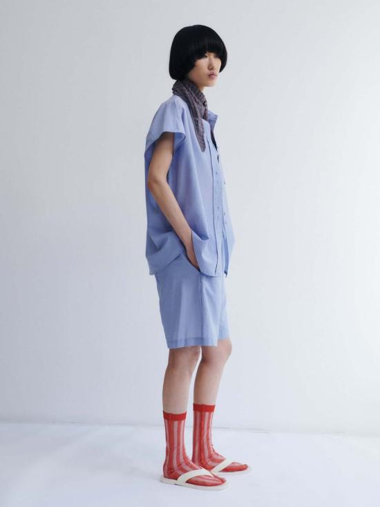  러스 블라우스 루스 네고토 셔츠 탑 살비아 블루 - RUS