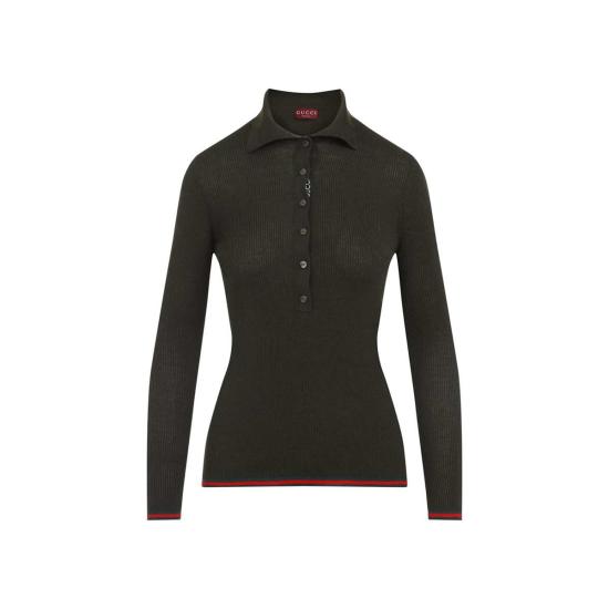  구찌 반팔 티셔츠 웹 폴로 포레스트 그린 - GUCCI