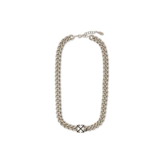  오프화이트 네크리스 에나멜 화살 목걸이 실버/블랙