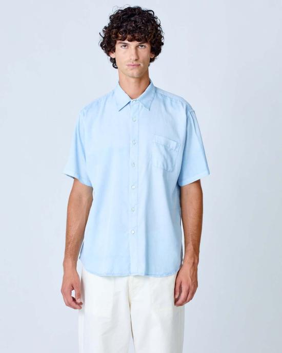  라파즈 반팔 셔츠 La Paz Roque 할아버지 셔츠 윈드 블루 - LA PAZ