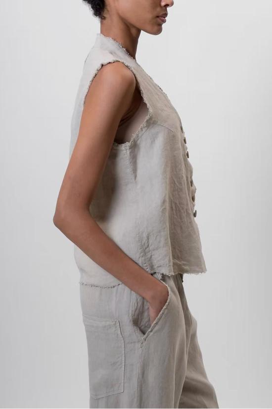  Aequamente 베스트 린넨 모래 조끼 모래 - AEQUAMENTE